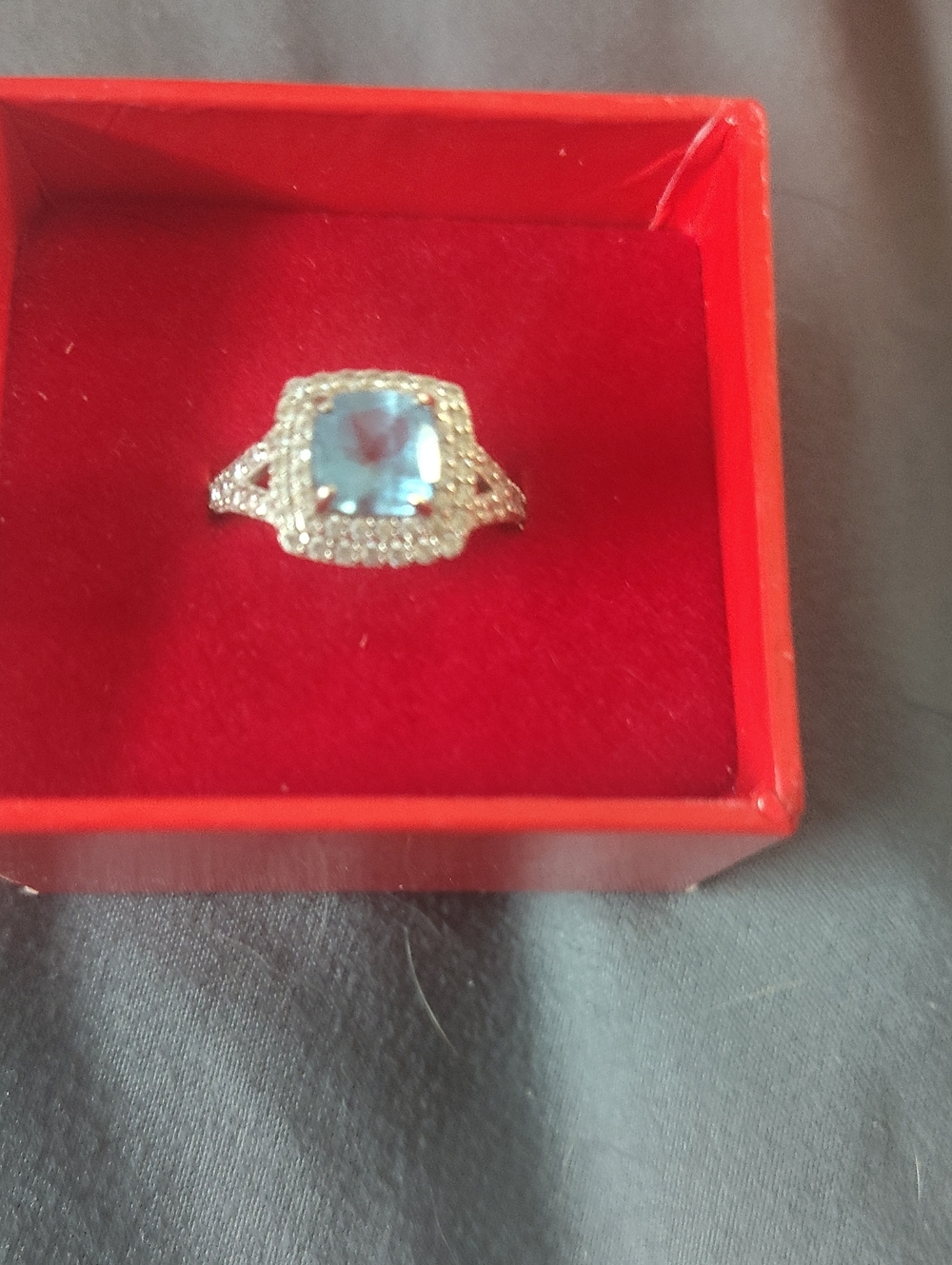 Sterling Silver Blue Topaz Halo Ring for Women Size 6